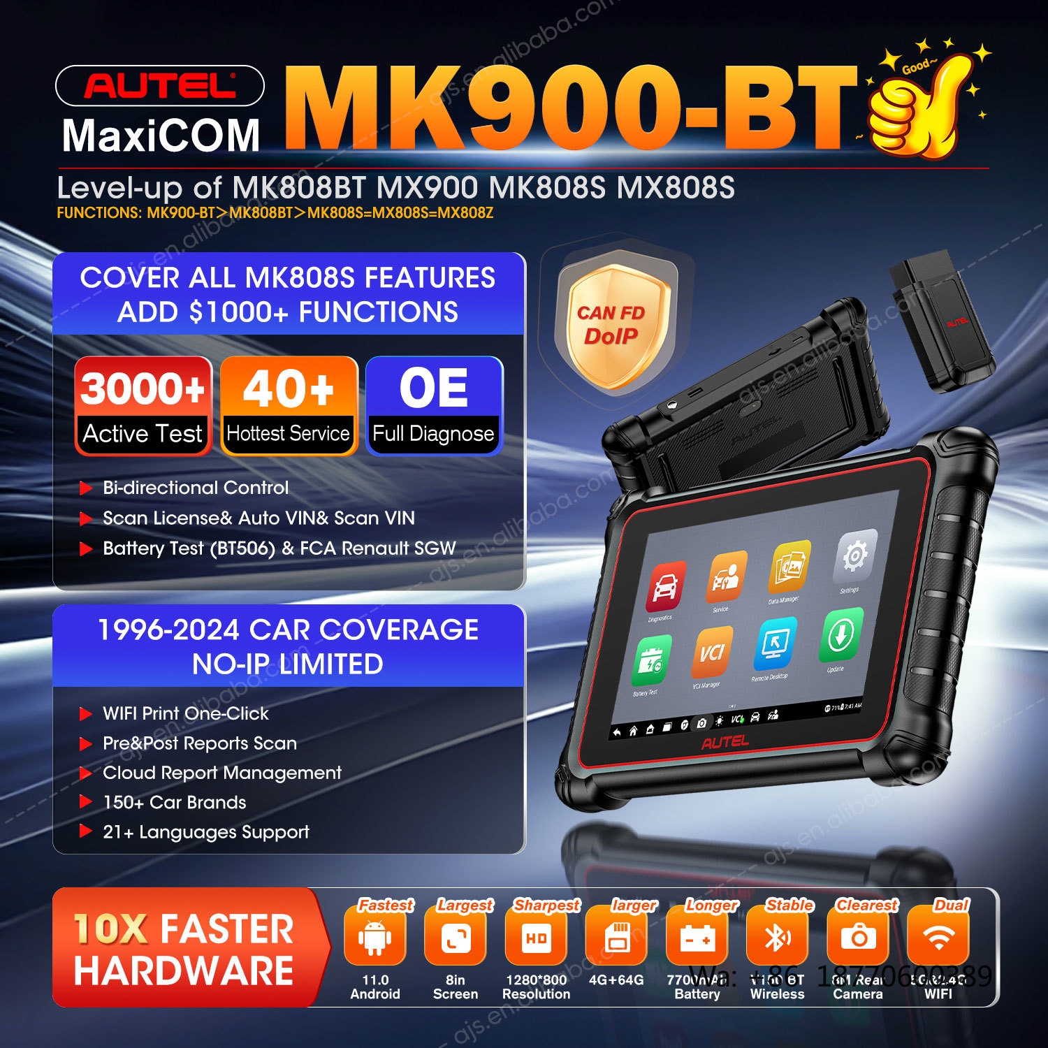 Autel MaxiCOM MK900 BT Car Dia - Obd2 Scanner review and price